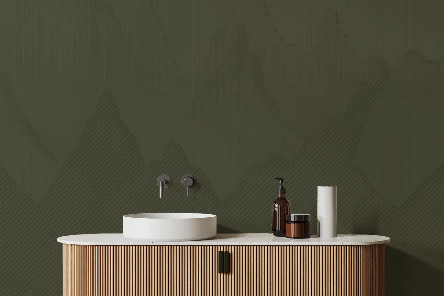 Montagnes modernes vertes