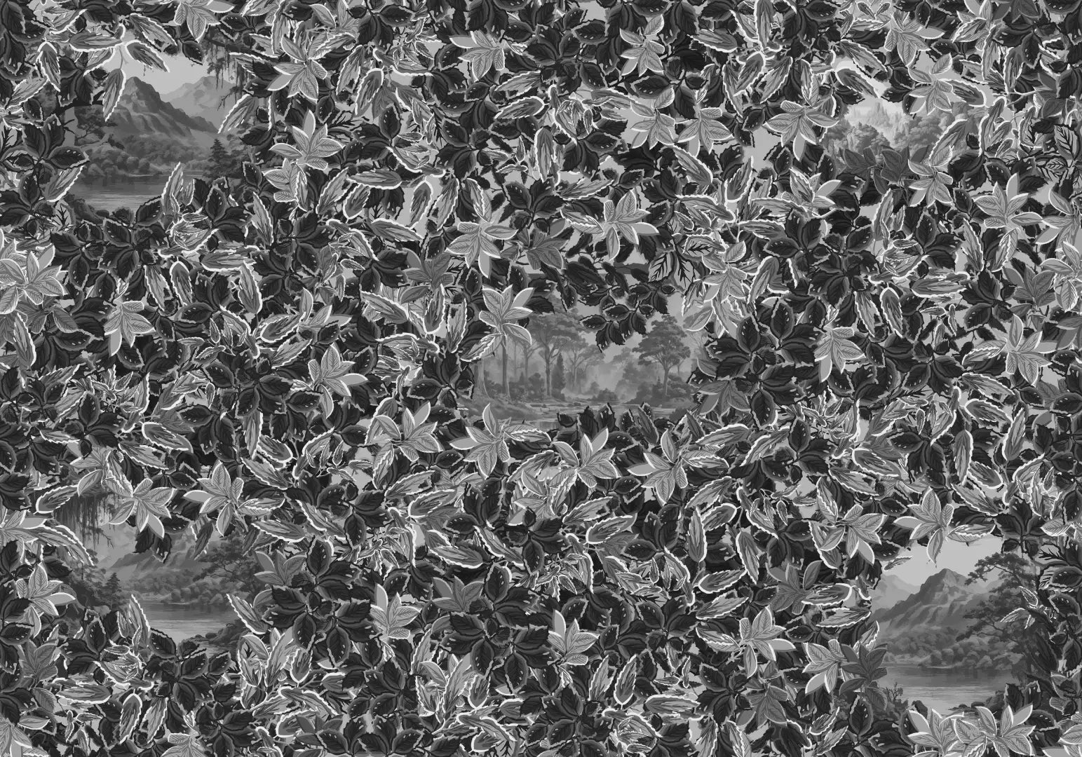 Zwart -wit poëtisch landschapsteekpunt