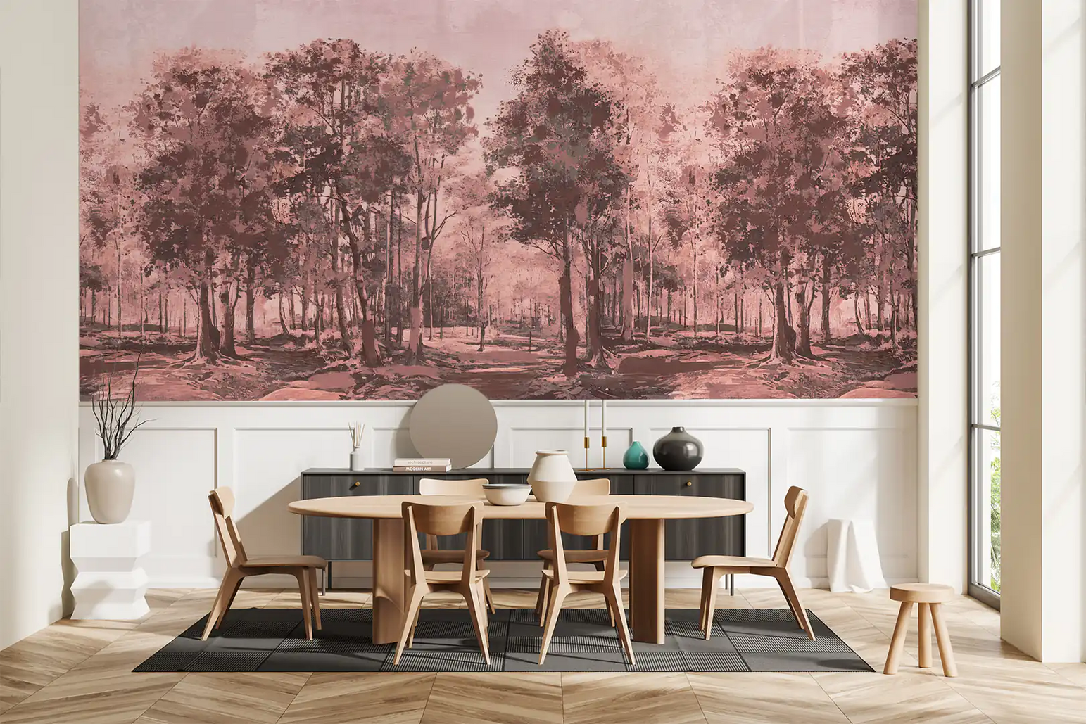 Forêt rose pittoresque