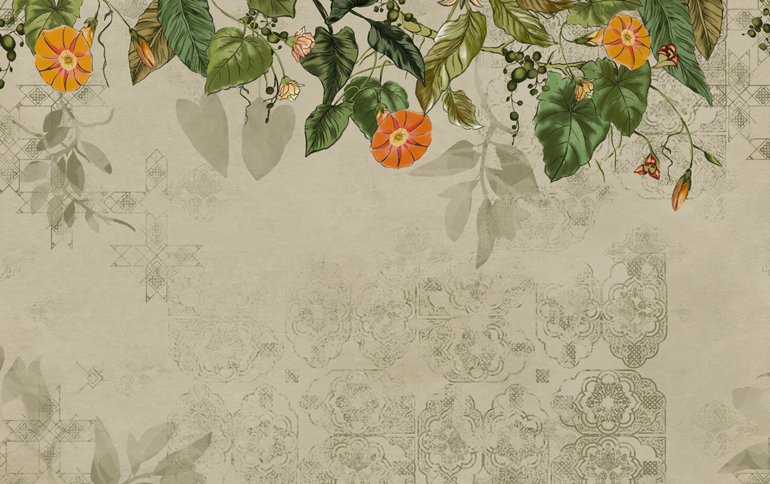 Muestra de Midnight Bloom Mural Verde