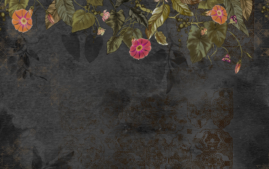 Muestra de Midnight Bloom Mural Negro