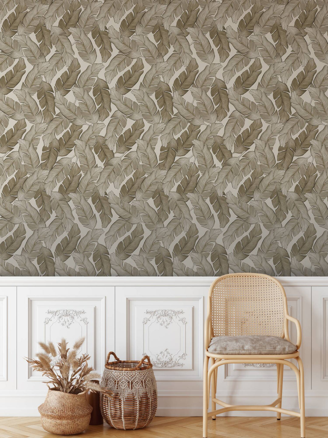 Monochrome gebladerte beige