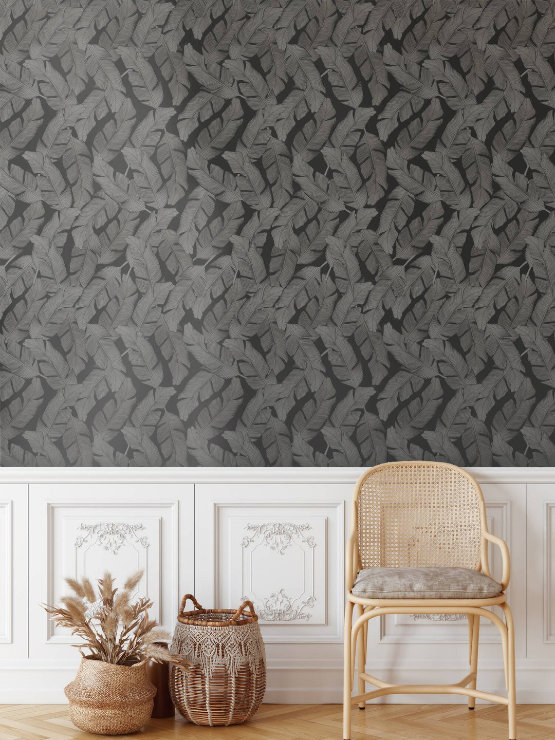 Monochroom gebladerte zwart